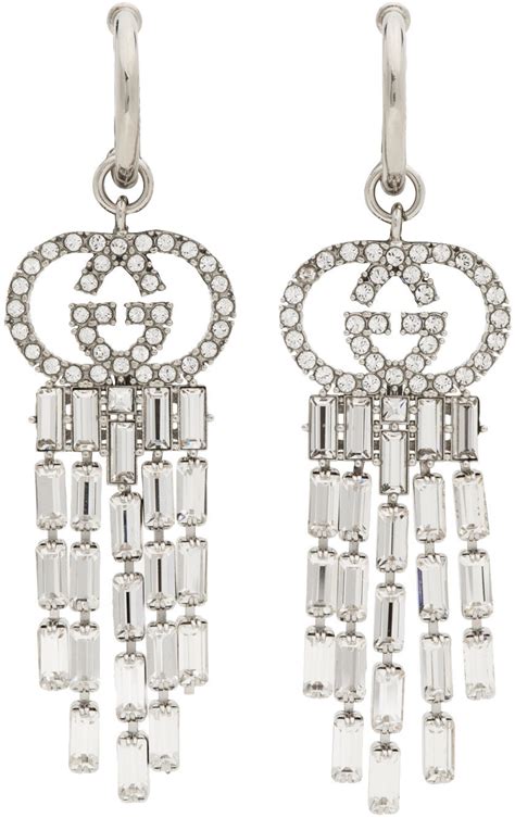 gucci silver earring|gucci interlocking earrings silver.